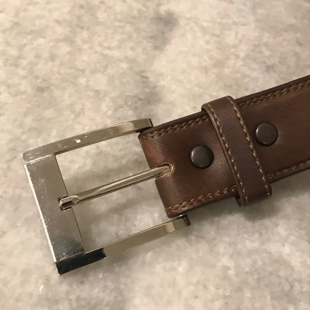 Du Cuir Belt Mens 38 Brown Leather Classic Business Formal Professional Festival